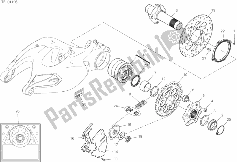 All parts for the Hub, Rear Wheel of the Ducati Multistrada 1260 ABS 2018